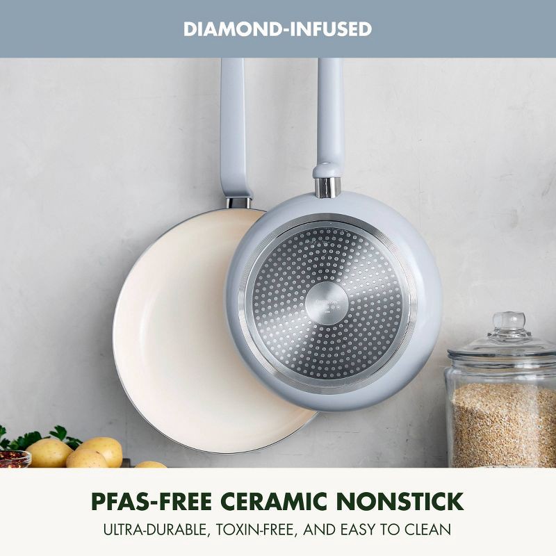 slide 3 of 9, GreenPan Rio Advanced 2pc (10" and 12") Ceramic Nonstick Fry Pan Set Stardew Blue, 2 ct