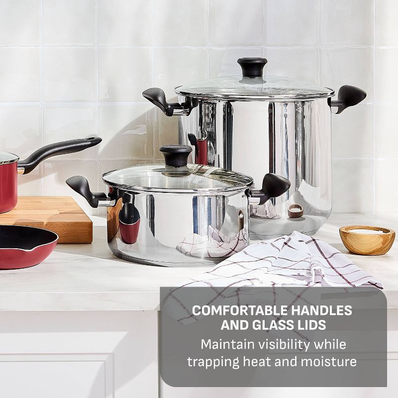 slide 4 of 8, T-Fal Simply Cook 16qt Stainless Steel Stock Pot with Lid, 16 qt