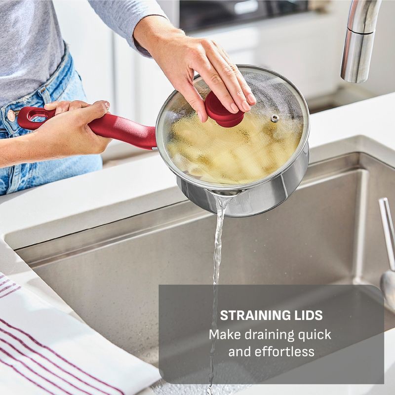 slide 6 of 10, T-Fal Simply Cook 12pc Stainless Steel Cookware Set Red, 12 ct