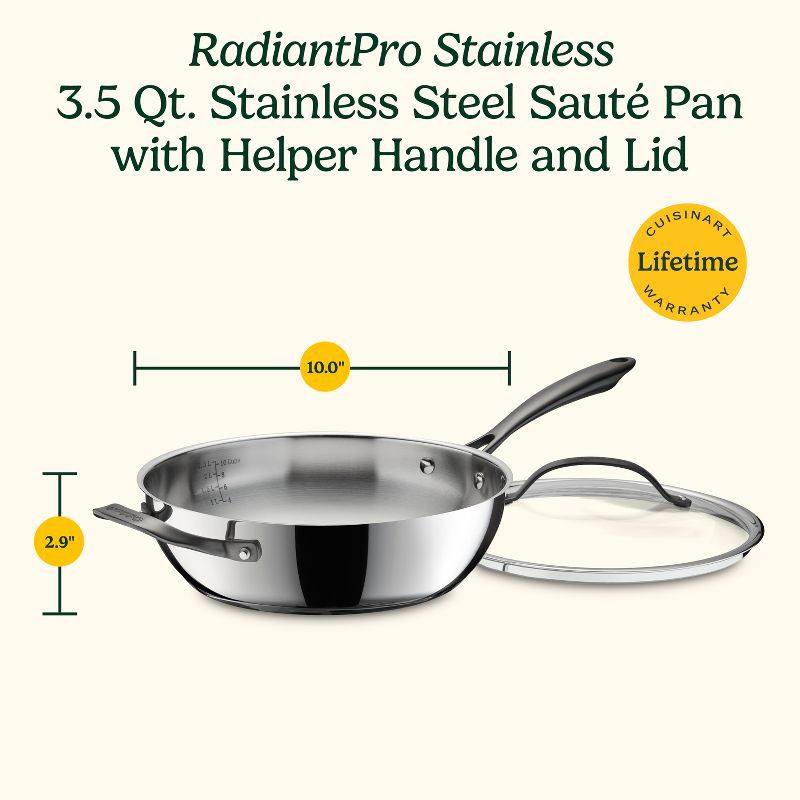 slide 8 of 8, Cuisinart Radiant Pro 3.5qt Stainless Steel Saute Pan with Lid, 3.5 qt