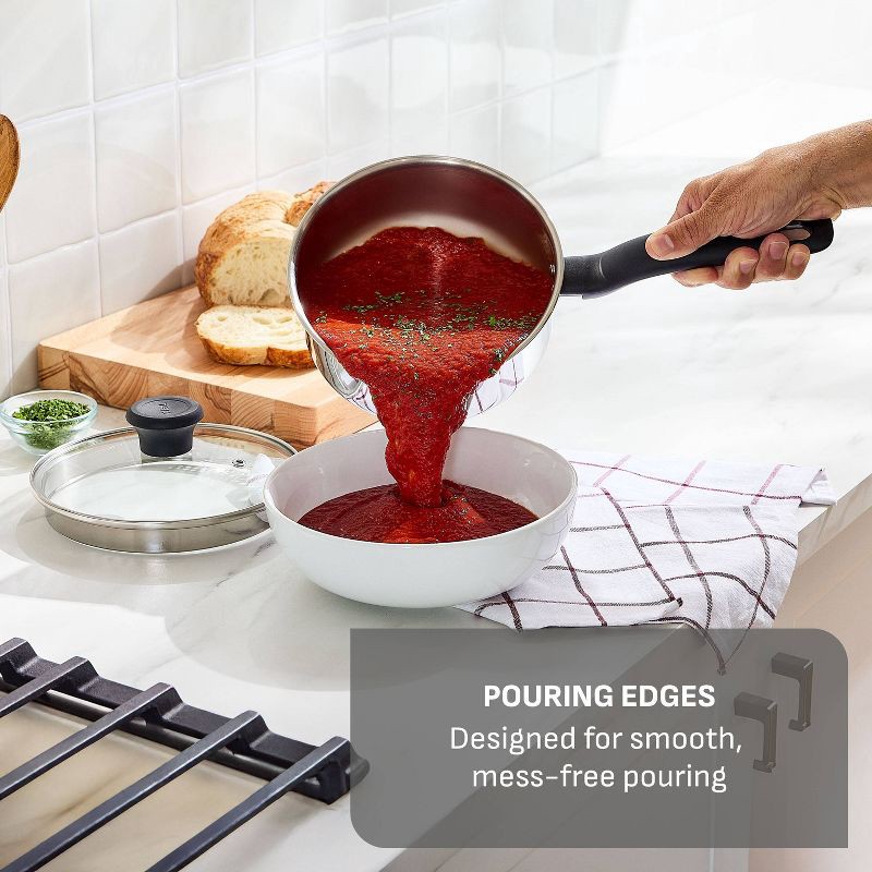 slide 5 of 9, T-Fal Simply Cook 3pc Stainless Steel 2qt Sauce Pan with Lid and 11" Fry Pan Cookware Set, 3 ct, 2 qt