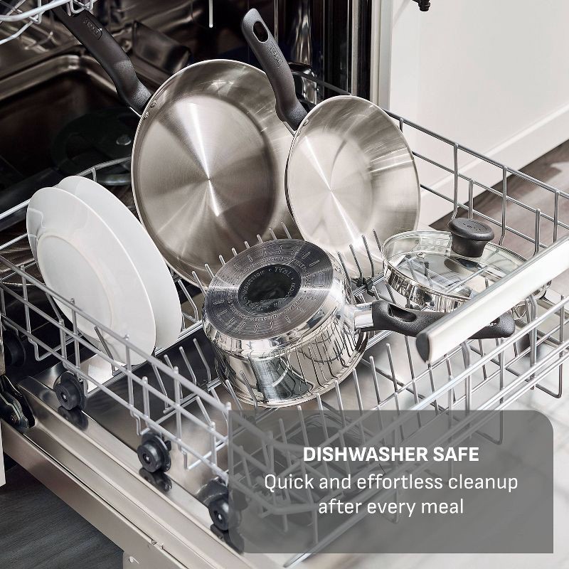 slide 7 of 9, T-Fal Simply Cook 3pc Stainless Steel 2qt Sauce Pan with Lid and 11" Fry Pan Cookware Set, 3 ct, 2 qt