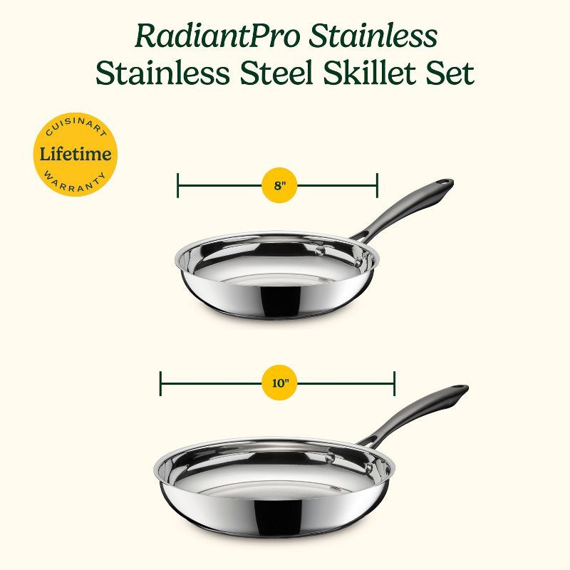 slide 8 of 8, Cuisinart Radiant Pro 2pc (8" and 10") Stainless Steel Fry Pan Set, 2 ct