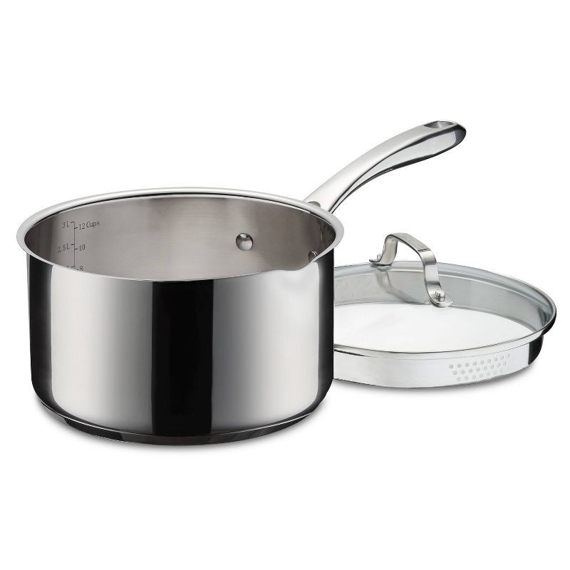 slide 2 of 3, Cuisinart Classic 3.5" Stainless Steel Pour Saucepan with Straining Lid, 1 ct