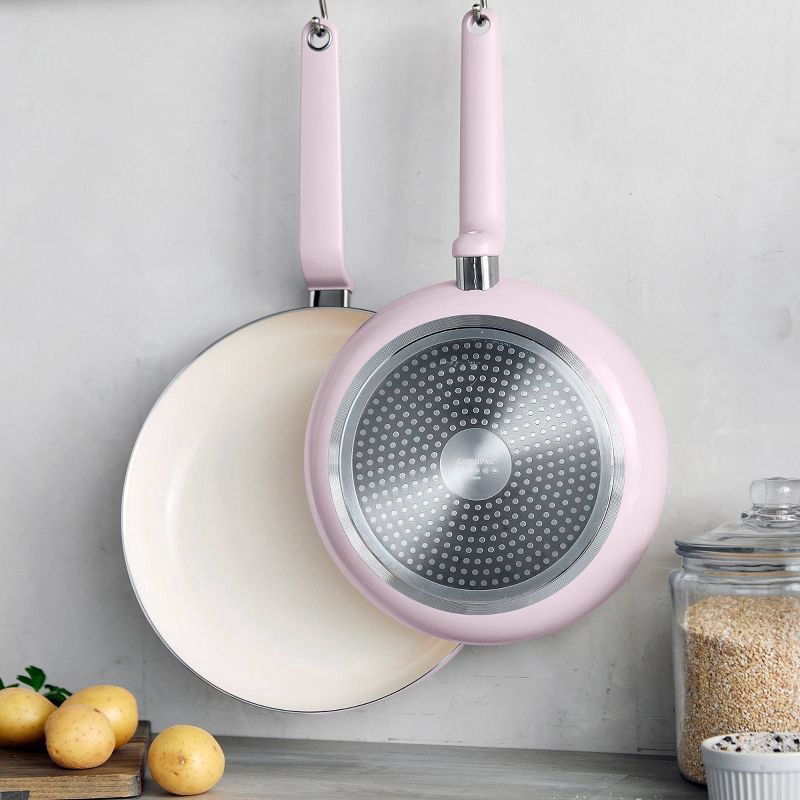 slide 2 of 9, GreenPan Rio Advanced 2pc (10" and 12") Ceramic Nonstick Fry Pan Set Pink, 2 ct