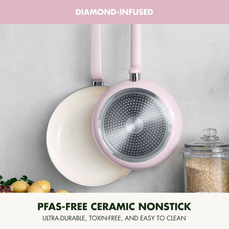 slide 3 of 9, GreenPan Rio Advanced 2pc (10" and 12") Ceramic Nonstick Fry Pan Set Pink, 2 ct