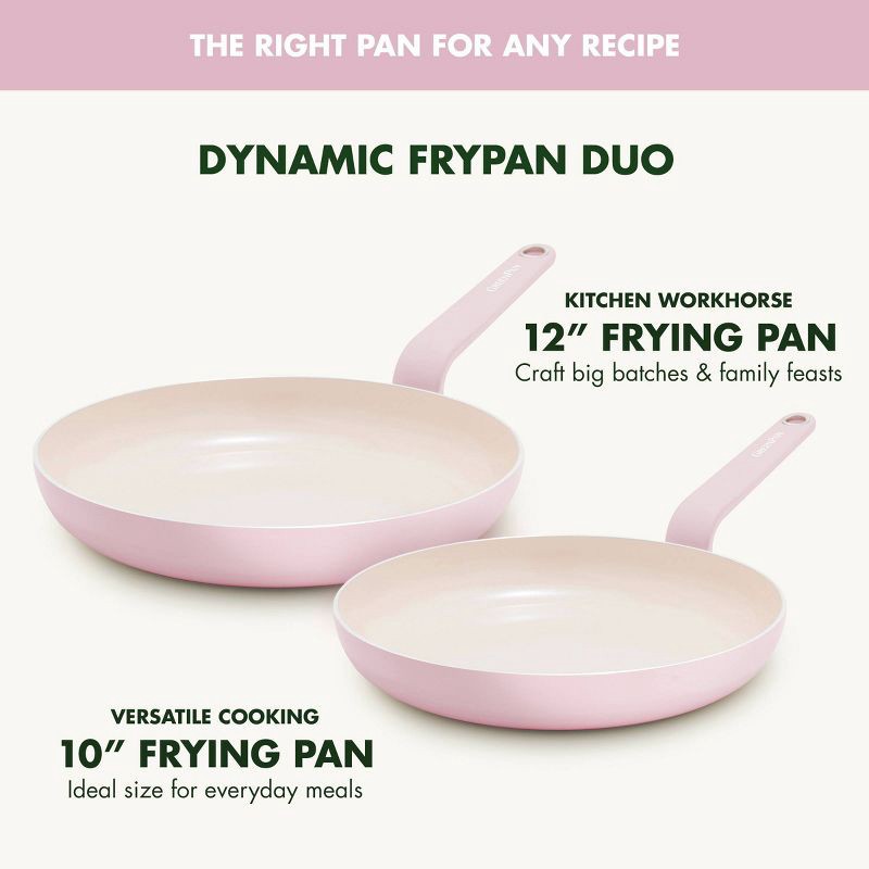 slide 4 of 9, GreenPan Rio Advanced 2pc (10" and 12") Ceramic Nonstick Fry Pan Set Pink, 2 ct