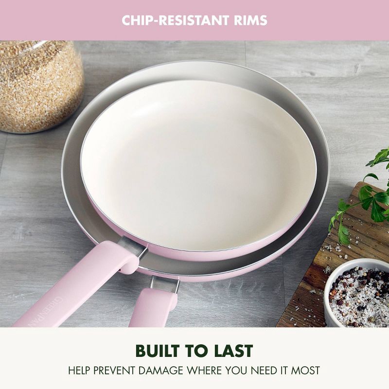 slide 7 of 9, GreenPan Rio Advanced 2pc (10" and 12") Ceramic Nonstick Fry Pan Set Pink, 2 ct