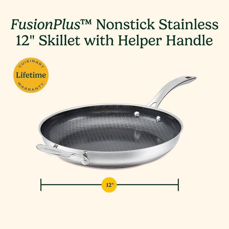 slide 8 of 8, Cuisinart FusionPlus 12" Hybrid Stainless Steel and Ceramic Nonstick Fry Pan with Helper Handle, 1 ct