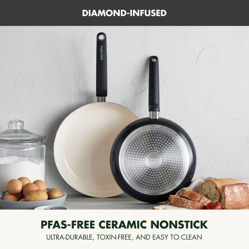 slide 3 of 9, GreenPan Rio Advanced 2pc (10" and 12") Ceramic Nonstick Fry Pan Set Black, 2 ct