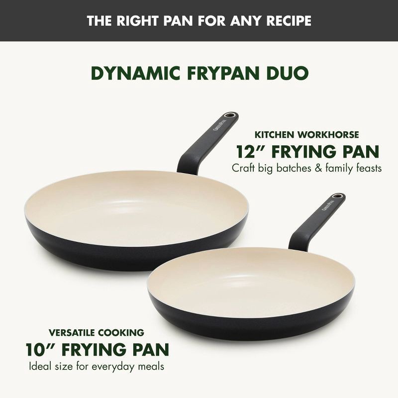 slide 4 of 9, GreenPan Rio Advanced 2pc (10" and 12") Ceramic Nonstick Fry Pan Set Black, 2 ct