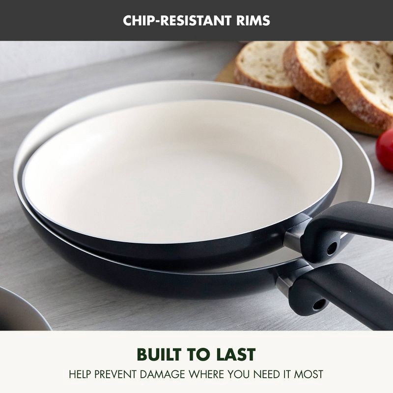 slide 7 of 9, GreenPan Rio Advanced 2pc (10" and 12") Ceramic Nonstick Fry Pan Set Black, 2 ct