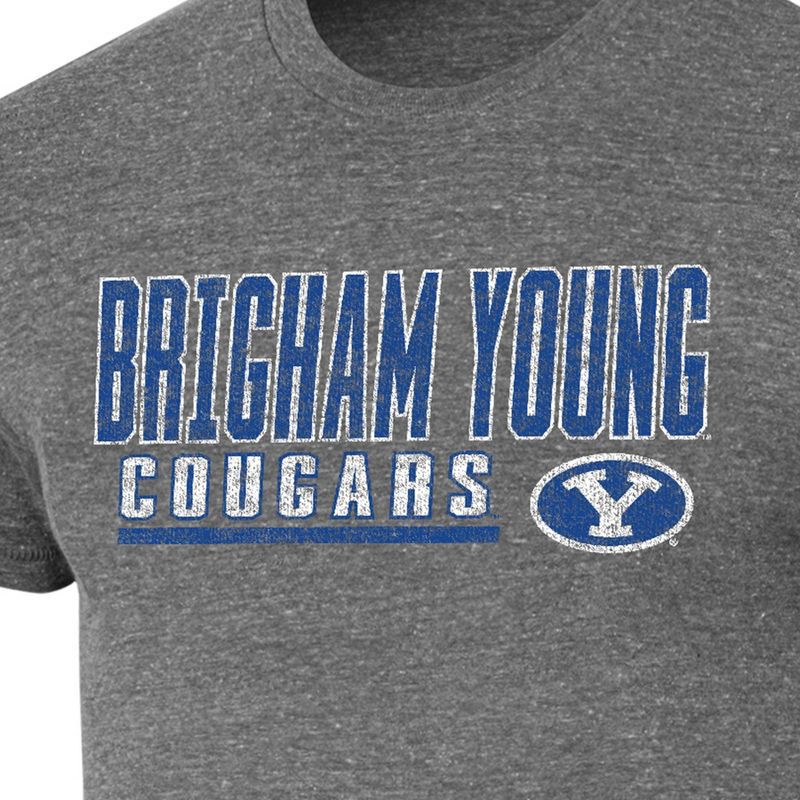 slide 3 of 3, NCAA BYU Cougars Men's Gray Tri-Blend Short Sleeve T-Shirt - S, 1 ct