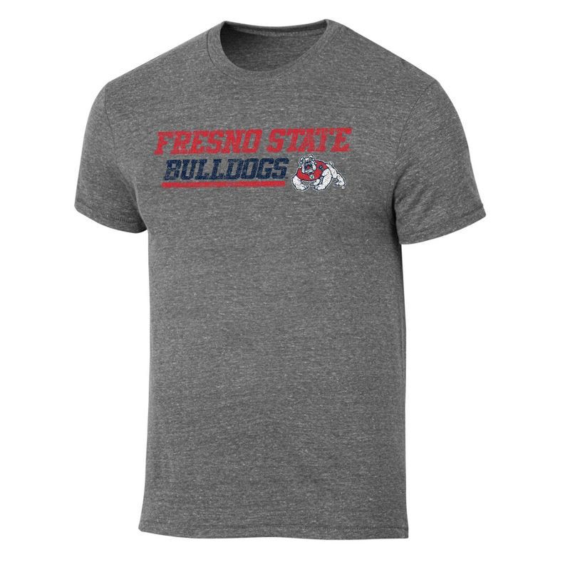slide 1 of 3, NCAA Fresno State Bulldogs Men's Gray Tri-Blend Short Sleeve T-Shirt - M: Fit, Lightweight Fabric, 1 ct