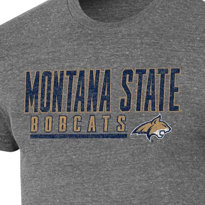 slide 3 of 3, NCAA Montana State Bobcats Men's Gray Tri-Blend Short Sleeve T-Shirt - M: Fit, Crew Neck, 1 ct
