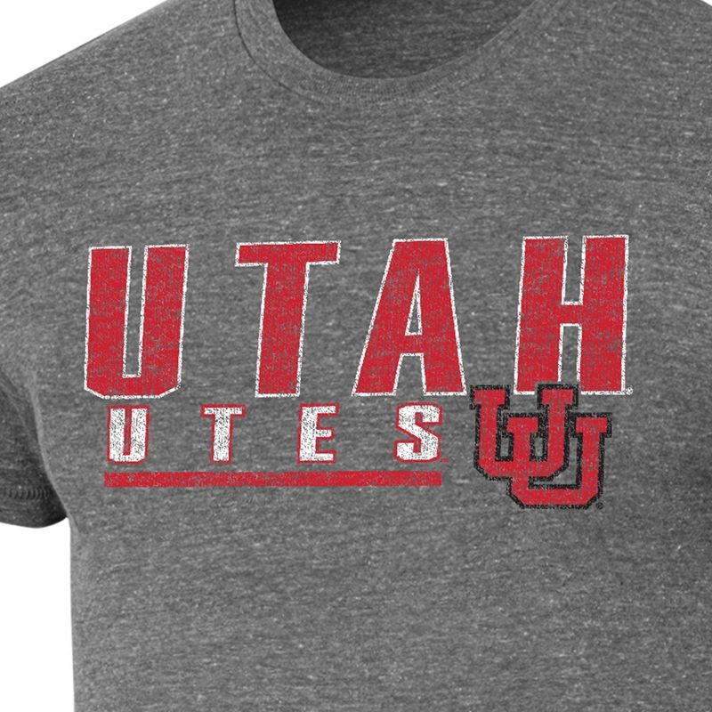 slide 3 of 3, NCAA Utah Utes Men's Gray Tri-Blend Short Sleeve T-Shirt - L, 1 ct
