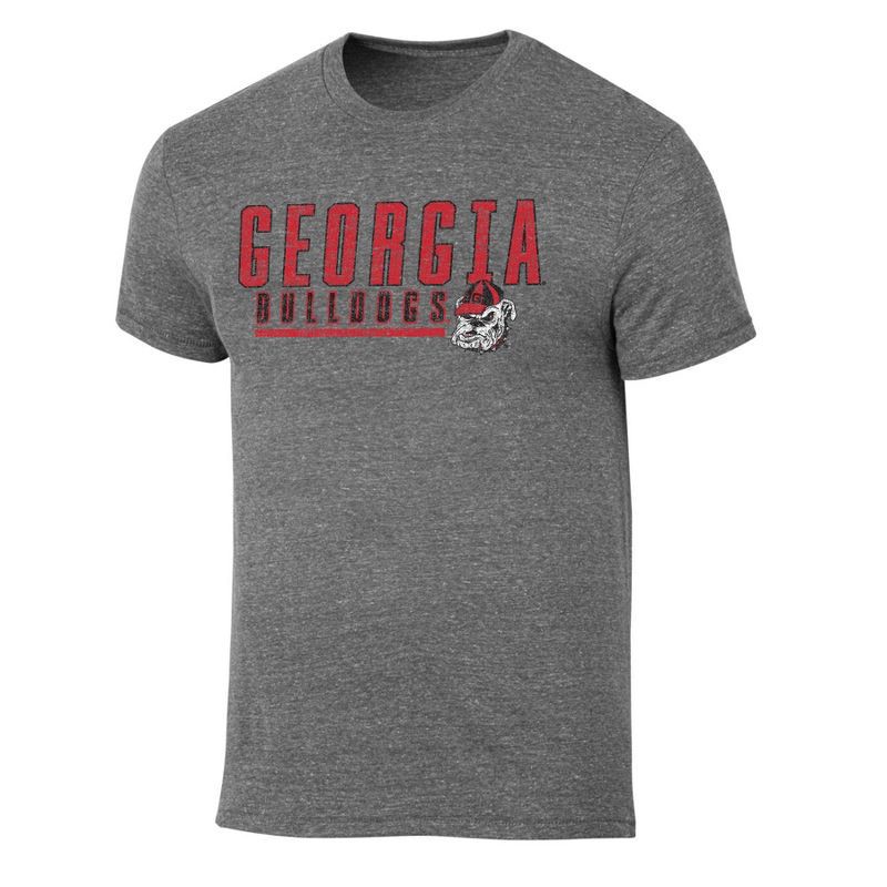 slide 1 of 3, NCAA Georgia Bulldogs Men's Gray Tri-Blend Short Sleeve T-Shirt - M: Fit, Below Hip Length, 1 ct