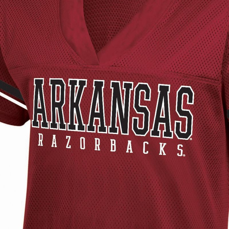 slide 3 of 3, NCAA Arkansas Razorbacks Women's White Jersey - M: Fitted V Neck Pullover, Elbow Sleeve, 1 ct