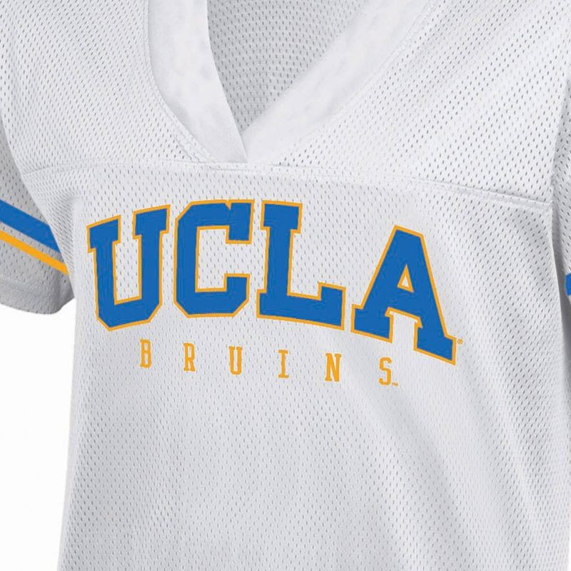 slide 3 of 3, NCAA UCLA Bruins Women's White Jersey - M: Fitted V Neck Pullover, Elbow Sleeve, 1 ct