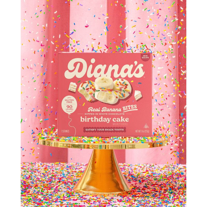 slide 2 of 8, Diana's Bananas Naturally Gluten Free Frozen Real Banana Birthday Cake Whole Fruit Bites - 8oz, 8 oz