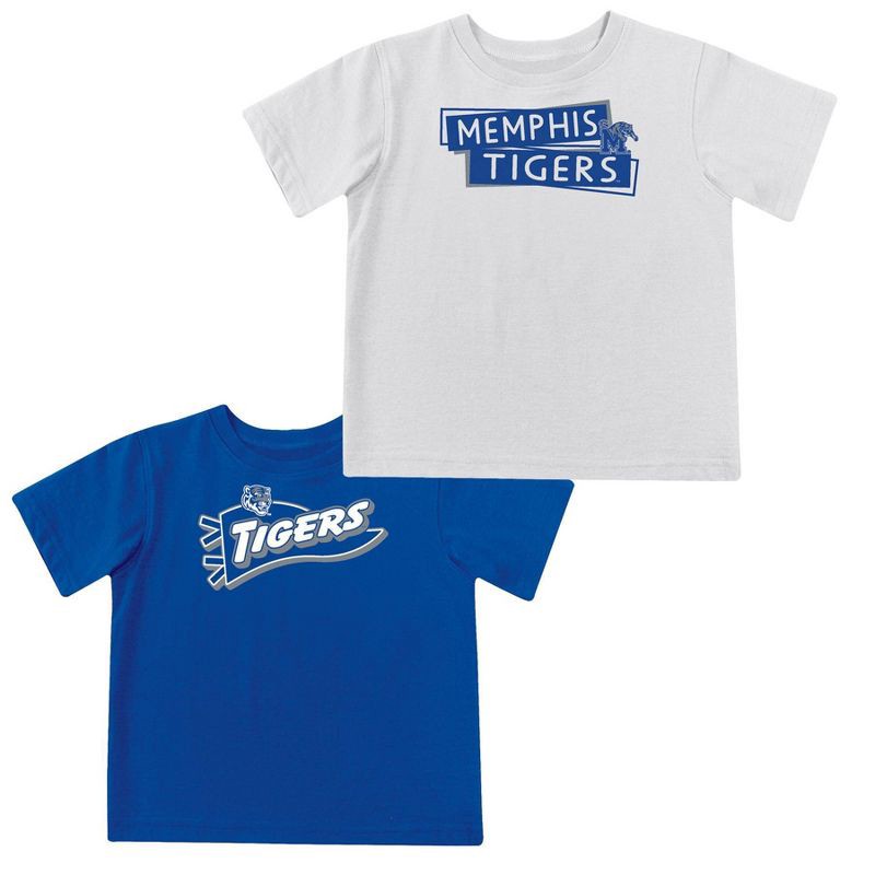 slide 2 of 5, NCAA Memphis Tigers Toddler Boys' 2pk Short Sleeve and Long Sleeve T-Shirts - 3T: Solid Jersey Pullover Set, 2 ct