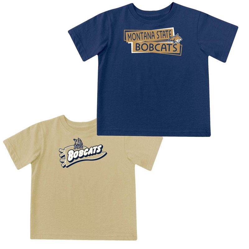 slide 2 of 5, NCAA Montana State Bobcats Toddler Boys' 2pk Short Sleeve and Long Sleeve T-Shirts - 3T: Solid Jersey Pullover Set, 2 ct