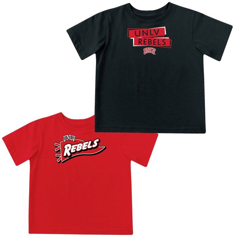 slide 3 of 5, NCAA UNLV Rebels Toddler Boys' 2pk Short Sleeve and Long Sleeve T-Shirts - 3T: Solid Jersey Pullover Set, 2 ct