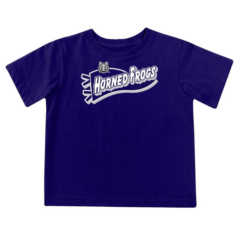 slide 2 of 5, NCAA TCU Horned Frogs Toddler Boys' 2pk Short Sleeve and Long Sleeve T-Shirts - 3T: Solid Jersey Pullover Set, 2 ct