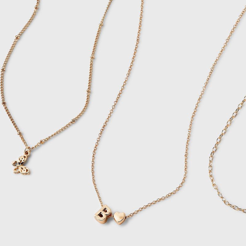 slide 3 of 3, Girls' B Initial with Choker and Layered Necklace Set - art class™ Gold, 1 ct