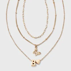 Girls' B Initial with Choker and Layered Necklace Set - art class™ Gold
