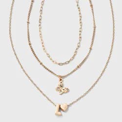 Girls' L Initial with Choker and Layered Necklace Set - art class™ Gold