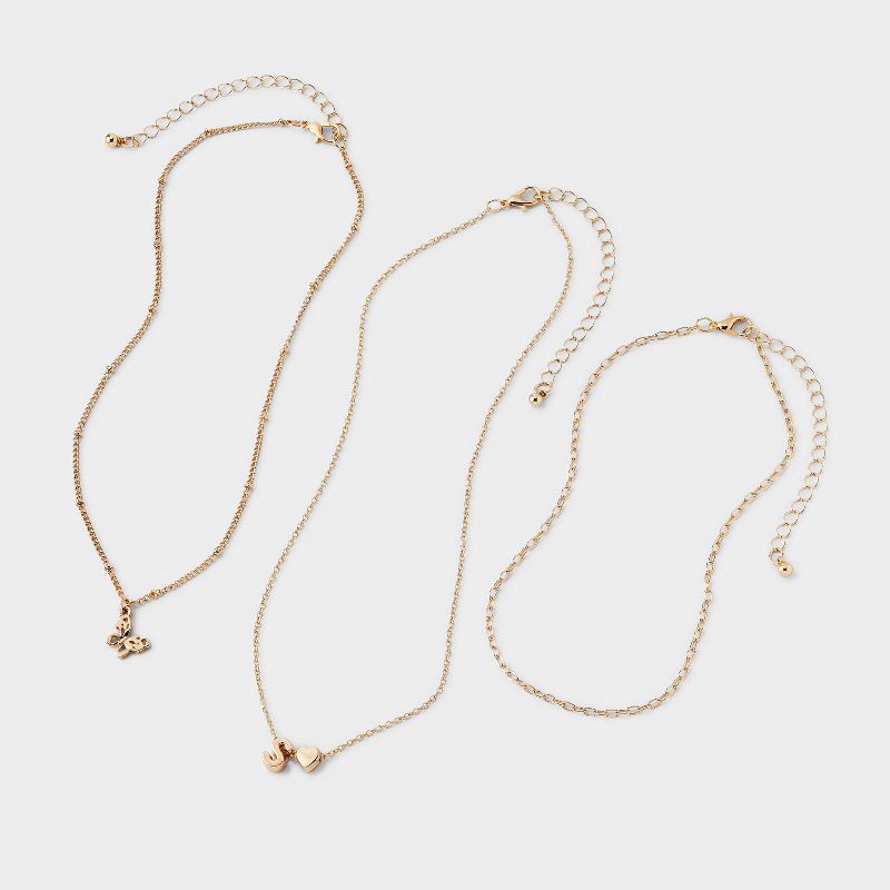 slide 2 of 3, Girls' S Initial with Choker and Layered Necklace Set - art class™ Gold, 1 ct