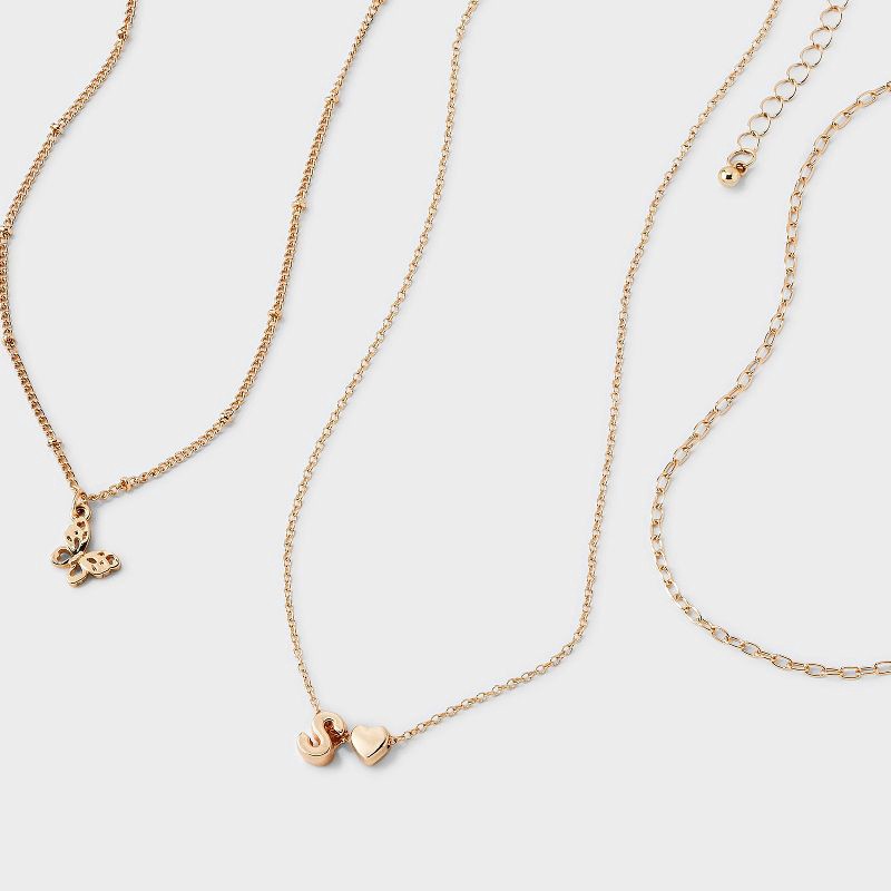 slide 3 of 3, Girls' S Initial with Choker and Layered Necklace Set - art class™ Gold, 1 ct