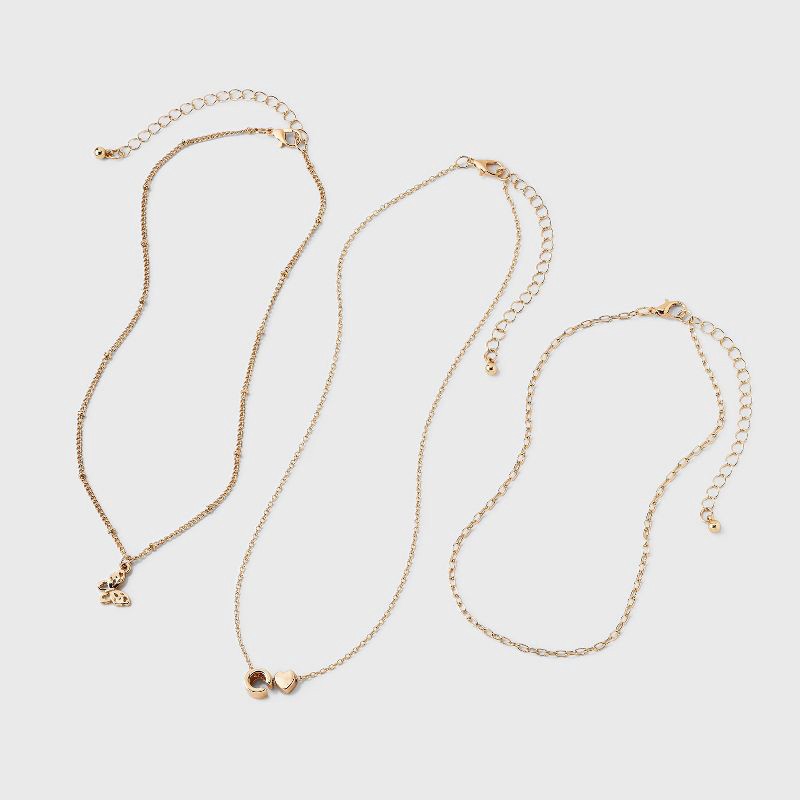 slide 2 of 3, Girls' C Initial with Choker and Layered Necklace Set - art class™ Gold, 1 ct