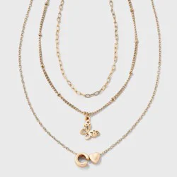 Girls' C Initial with Choker and Layered Necklace Set - art class™ Gold
