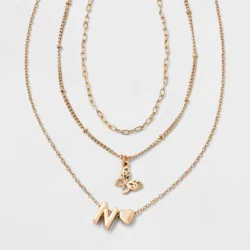 Girls' N Initial with Choker and Layered Necklace Set - art class™ Gold