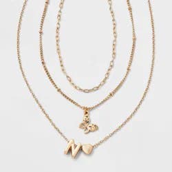 Girls' N Initial with Choker and Layered Necklace Set - art class™ Gold