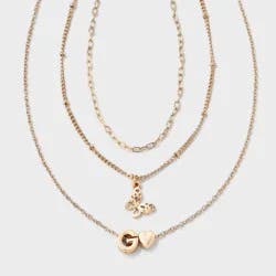 Girls' G Initial with Choker and Layered Necklace Set - art class™ Gold