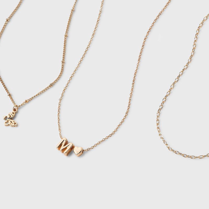 slide 3 of 3, Girls' M Initial with Choker and Layered Necklace Set - art class™ Gold, 1 ct