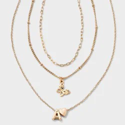 Girls' A Initial with Choker and Layered Necklace Set - art class™ Gold
