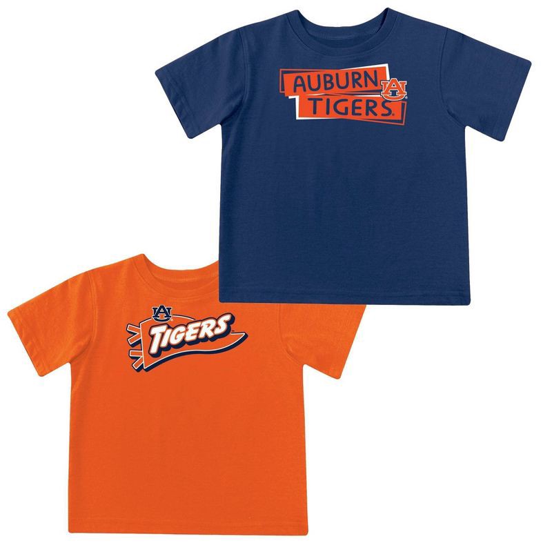 slide 5 of 5, NCAA Auburn Tigers Toddler Boys' 2pk Short Sleeve and Long Sleeve T-Shirts - 3T: Solid Jersey Pullover Set, 2 ct