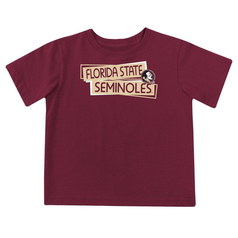 slide 1 of 5, NCAA Florida State Seminoles Toddler Boys' 2pk Short Sleeve and Long Sleeve T-Shirts - 3T: Solid Jersey Pullover Set, 2 ct