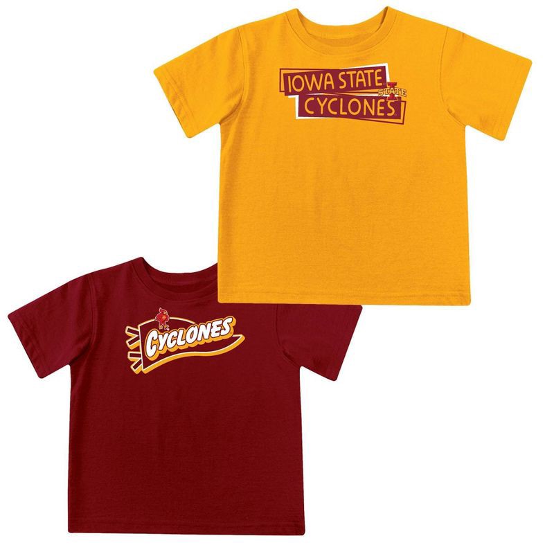 slide 3 of 5, NCAA Iowa State Cyclones Toddler Boys' 2pk Short Sleeve and Long Sleeve T-Shirts - 3T: Solid Jersey Pullover Set, 2 ct