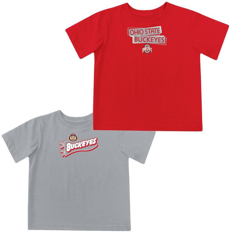 slide 2 of 5, NCAA Ohio State Buckeyes Toddler Boys' 2pk Short Sleeve and Long Sleeve T-Shirts - 2T, 2 ct