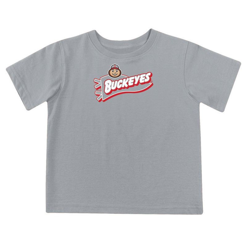 slide 3 of 5, NCAA Ohio State Buckeyes Toddler Boys' 2pk Short Sleeve and Long Sleeve T-Shirts - 3T: Solid Jersey Pullover Set, 2 ct