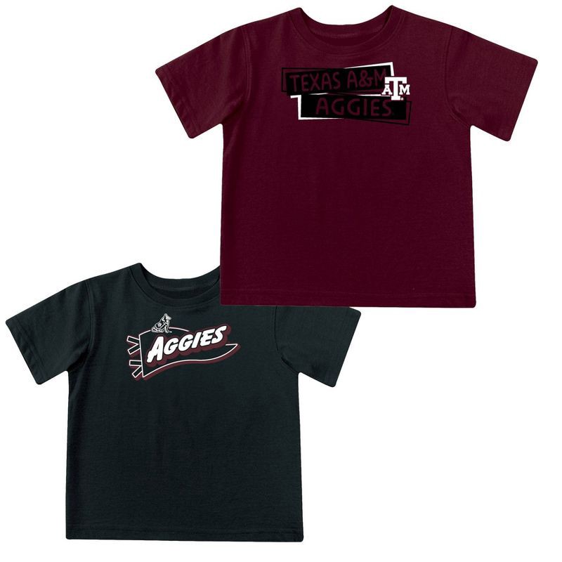 slide 3 of 5, NCAA Texas A&M Aggies Toddler Boys' 2pk Short Sleeve and Long Sleeve T-Shirts - 3T: Solid Pullover Set, 2 ct