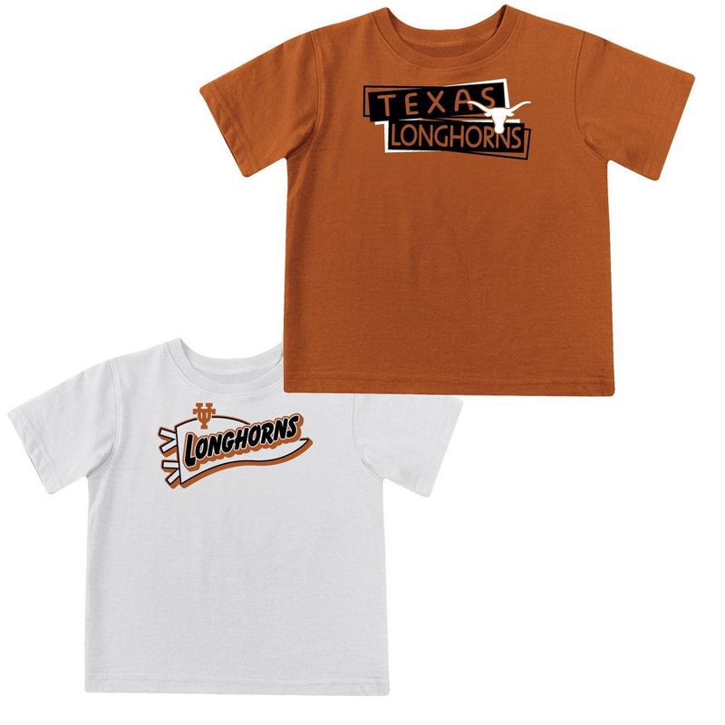 slide 3 of 5, NCAA Texas Longhorns Toddler Boys' 2pk Short Sleeve and Long Sleeve T-Shirts - 3T: Solid Jersey Pullover Set, 2 ct