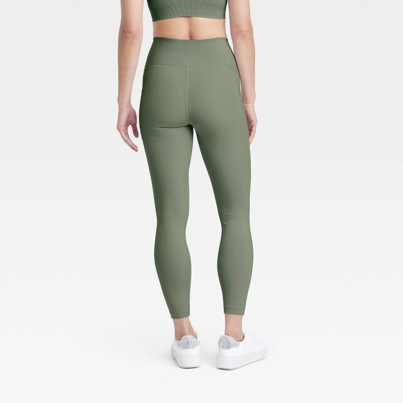 slide 2 of 4, Women's Dynamic Flex High-Rise Pocketed 7/8 Leggings - All In Motion™ Green S, 1 ct
