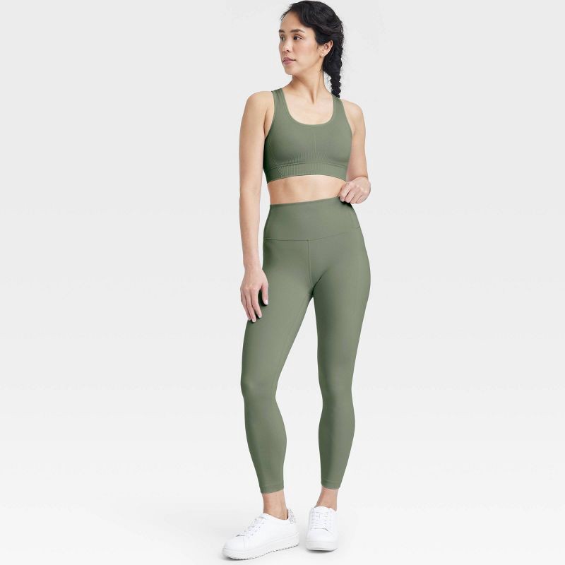 slide 3 of 4, Women's Dynamic Flex High-Rise Pocketed 7/8 Leggings - All In Motion™ Green S, 1 ct