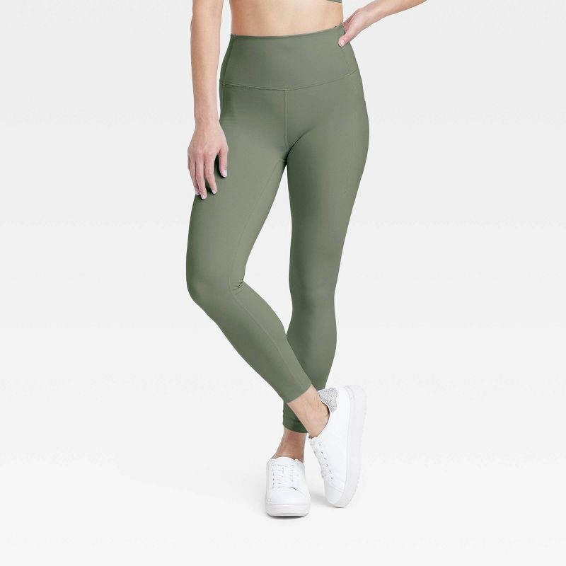 slide 1 of 4, Women's Dynamic Flex High-Rise Pocketed 7/8 Leggings - All In Motion™ Green S, 1 ct